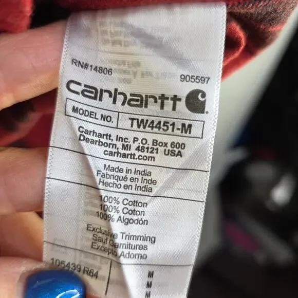 Carhartt Red and Black Plaid Casual Button Down Shirt - Picture 10 of 11